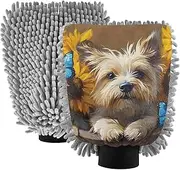XYMZR Absorbent Microfiber Car Wash Mitt Dog Animal Sunflower, Funny Cute Anime Scratch Free for Cars Cleaning, Home Cleaning Mitts, 2 Pack, 10.24” L x 7.09” W