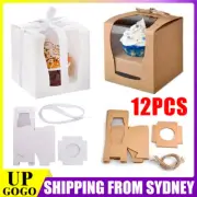 12X Single Cupcake Boxes Window Face Cup Cake Display Box Muffin Case Handle
