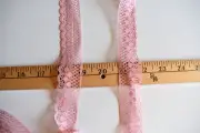 MAUVE PINK FLAT SCALLOPED EDGE LACE TRIM 1 1/8 " WIDE 5 YARDS
