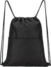 Vorspack Drawstring Backpack Water Resistant String Bag Sports Sackpack Gym Sack with Side Pocket for Men Women
