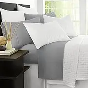 Luxury Silky Soft Bamboo Bed Sheet Set 1 Flat Sheet & 1 Deep Pocket Fitted Sheet & 2 Pillowcases - Hypoallergenic Wrinkle Free Hotel Bedding (4 Pieces,Double Size,Pewter)