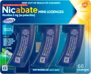 Nicabate Minis Lozenge Mint 2MG, Assists with Smoking Cravings, 60 Pack