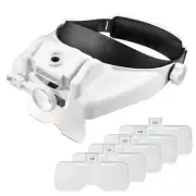 Headband Lighted Magnifying Glasses with Led Light, Head Mount Magnifier Glas...