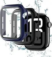 2 Pack for Apple Watch Case 42mm 46mm 40mm 44mm 41mm 45mm with Built-in Tempered Glass Screen Protector,Ultra Thin Matte Hard PC Protective Cover For iWatch Series 10 9 8 7 6 5 4(NOT For Series 3 2 1)