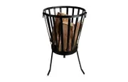 Ignite 58cm Steel Portable Firepit/Planter/Wood Storage Basket with Legs - Black