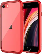 JETech Case for iPhone SE 3/2 (2022/2020 Edition), iPhone 8 and iPhone 7, 4.7-Inch, Non-Yellowing Shockproof Phone Bumper Cover, Anti-Scratch Clear Back (Red)