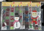 4 - Christmas Gel Window Clings Reusable Snow Flakes ,Snowman,Nutcracker ,Santa