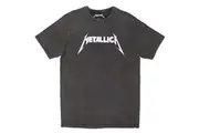Metallica | Official Stone Wash Band T-Shirt | Logo (Charcoal Grey)