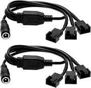 Gebildet 2PCS DC Power Supply Plug to 3way 3-Pin and 4-Pin PC Fan Power Adapter Cable, DC5521 to 3Pin/4Pin Cable