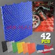 42pcs 16"x16" Garage Floor Mat Perforated Flooring Tile Auto Shop Interlocking