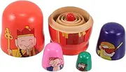 Kisangel 5 Pcs 5 Wooden Russian Nesting Dolls Wukong to West Characters Educational for Safe Playtime Birthdays and Christmas