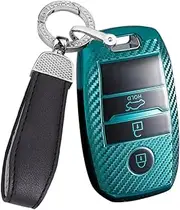 ontto TPU Car Key fob Cover case Fit for Kia Rio Sorento Cerato Forte K2 K4 Stonic Carnival NIRO Picanto Elantra Verna Sportage Remote Key Shell Key Holder Bag Keychain Keyring Accessories Green
