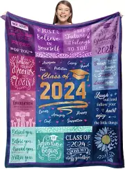 Graduation Gifts Blanket - 2024 Graduation Gifts for Her Him - Graduation Decora