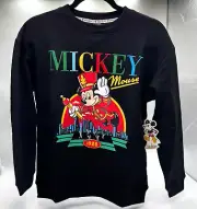Disney Mickey Mouse Big Kids Black Sweatshirt Pullover Crewneck Unisex Small 7/8