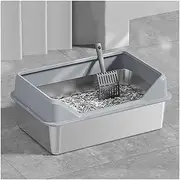 Stainless Steel Cat Litter Box Pet Cleaning Tool for Big and Small Cats/Rabbits Metal Open Top Kitten Litter Pan