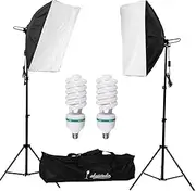 Abeststudio 2x135W Continuous Lighting Kit 20"x28"/50x70cm Softbox Soft Box Photo Studio Set Light Bulbs Lamp 5500K Photography E27 Socket Softboxes
