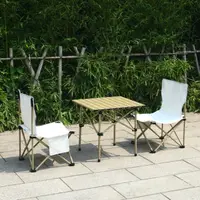 在飛比找momo購物網優惠-【MINE 家居】自然風露營折疊桌椅三件套 含方桌 兩張椅子