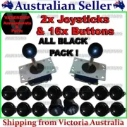 2x BLACK Joysticks & 16x BLACK Buttons Pack ARCADE / MAME