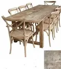 VALENCIA PROVINCIAL RUSTIC DINING TABLE FARMHOUSE STYLE/6 CROSSBACK CHAIRS 184CM