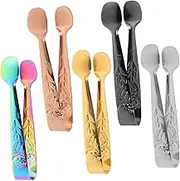 5pcs Mini Stainless Steel Tongs Rose Pattern Tea Serving Tongs Easy to Clean for Sugar Cookie and Ice Cubes