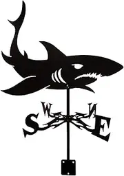 Wind vanes, Outdoor Garden Metal Weathervane with Shark Flute Man Tractor Ornament, Stainless Steel Weather Vane with Roof Mount Roof Decorations Wind Direction Indicators