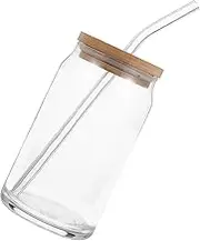 ABOOFAN 1Set Transparent Juice Bottle Glass Drinking Container with Lid and Straw for Outdoor Use School and Work Sealed Design for Safety and Convenience
