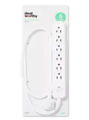 dealworthy 6-Outlet Surge Protector with 4' Extension Cord 720J grounded White