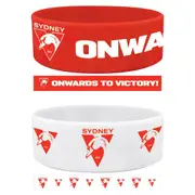 Sydney Swans AFL Team Logo Silicone Wristbands Set Of 2