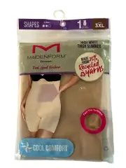 Maidenform High Waist Thigh Slimmer Flexees Women 3XL Beige Soft Seamless Cool