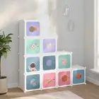 For Kids Cube Storage Cabinet 10 Cubes White Organizing Unit Playroom Toy Box