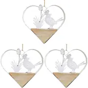 3x LVD Hanging Heart Tulip Bird Home/Garden Ornament Decor Display 14.5x14.5cm