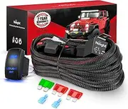 Nilight Wiring Harness Kit Nylon 12 AWG 1 Lead 12V 5Pin Rocker Switch Laser On Off Power Relay Blade Fuse for LED Light Bar Off Road Lights on Cars Jeep Boat Trucks