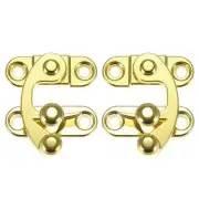 Right and Left Latch Hook Hasp Swing Arm Latch Gold Tone 2 Set