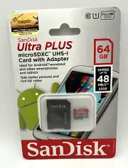 SanDisk Ultra Plus 64 GB Micro SDXC UHS-I Card With Adapter Speed Up To 48