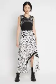 SASS AND BIDE EMBELLISHED HEM ASYMMETRIC SKIRT in Print RRP$350 size 12