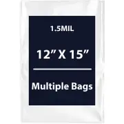 1.5Mil 12" X 15" | LDPE Clear Flat Poly Bags, Flexible & Durable | Multiple Bags
