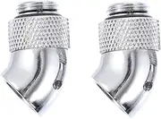 2pcs Water-Cooled Swivel Elbow Fittings 45 Degree Rotary Extender Water Cooling Connector Water Cooling Kit Water Cooling Plug Water Cooling Fitting Extender Adapter Brass Silver