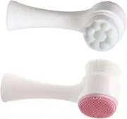 PACKOVE Double Sided Manual Facial Brush for Face Cleansing Soft Synthetic Hair Silicone for Exfoliating and Removing Dead Skin
