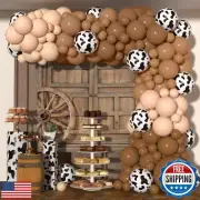 Cow Balloons Garland Arch Kit - 142pcs Neutral Balloons, 5/10/12inch CowBoy T