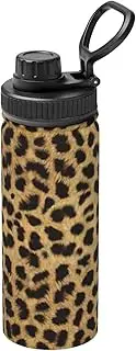 Leopard Animal Print Camping Hiking Hydration Flask,Stainless Steel Outdoor Water Bottle,Double Walled Insulated
