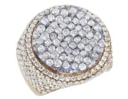 Round Cluster 6 1/2 CT Real Diamond Pinky Ring 10K Rose Gold 26MM