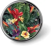 [FZMVSQH] Tropical Plant Flowers Printed Round Button Pin Badges Metal Pinback Buttons 1 Inch Pins for Hat Shirt Clothing Bags Decoration, Circular, Aluminum