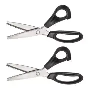 2pcs Sewing Scissors Stainless Steel Serrated Craft Shears Black