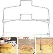 iDopick 2 Pieces Adjustable Cake Levelers Set Double Wire Cake Slicer Cutter for Leveling Tops of Wedding Birthday Layer Cakes