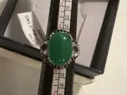 Sterling Silver 925 Jadeite & Spinel Size 7 Ring New