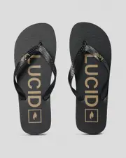 [Lucid] Lucid Men's Merger Flip Flops Slippers in Black/Tan Size 11 11 Black/Tan