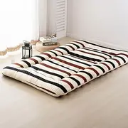 Rustic Floor Mattress Japanese Futon Mattress, Foldable Bed Roll Up Camping Mattress Floor Lounger Bed Couches and Sofas Mattress Topper with Futon Cover (Color : Stripe, Size : 100x200cm(39x79inch)