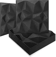 Art3d 20-Pack Sound Proof Wall Panels Diamond Design, 3D Textured Acoustic Wall Panels for Sound Absorbing, Accent Wall Panels for Gaming Room, Bedroom, Living Room - 30x30 CM Black