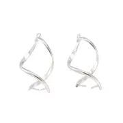 2pcs Twist Spiral Silver Ice Pick Pinch Bails Charm Connectors No-Nickel 11x32mm