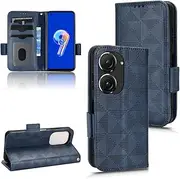 [Kukoufey] Case for Asus ZenFone 9 Mobile Phone Protective Leather Case for Asus ZenFone 9 Case Leather Case for Asus ZenFone 9 Protective Case Cover Blue